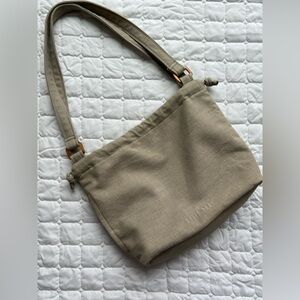 David Dart Vintage Linen Shoulder Bag Purse Earthy Beige Medium Resort 1990s